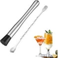 thumbnail image 1 of 2 Pcs Muddler for Cocktails,10 Inch Muddler and 8 Inch Bar Spoon,Stainless Cocktail Accessories for Drink - Create Delicious Mojitos and Other Fruit Based Drinks, 1 of 7