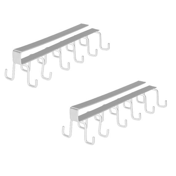 2 Pcs Mug Hooks Under Cabinet, Metal Cabinet Utensil Hanger with Double Row Hook Mug Organizer, Cabinet Storage Hooks for Cabinet Shelf Storage Display Rack for Kitchen Coffee Bar