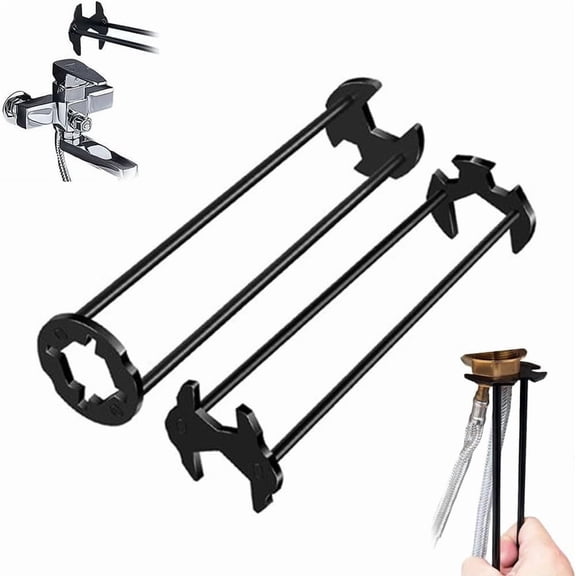2 Pcs Multifunctional Sink Wrench Set, New Faucet Tool with 360 Rotation, Four-Jaw Hex for Tight Spaces Kitchen
