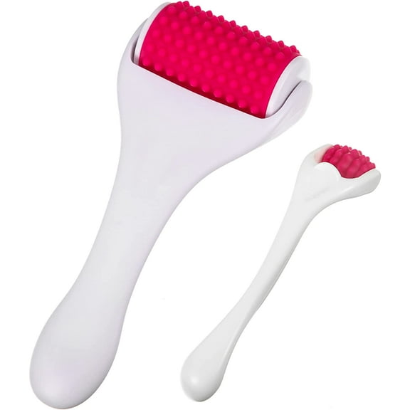 2 Pcs Muscle Roller Stick Fascia Body Cellulite Face Muscle Massage Roller Manual Massage Tools for Muscles Relief Neck Arm Back Leg Body Roller Deep Trigger Points Release Roller (White, Rosy)
