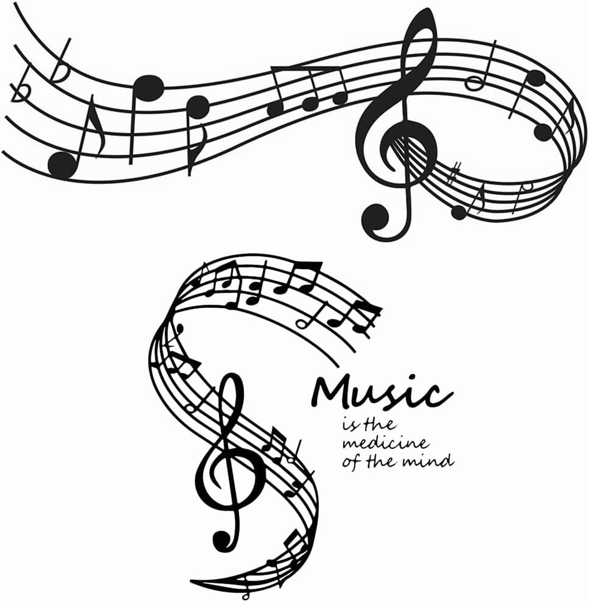 2 Pcs Music Note Wall Sticker Music Room Decor Removable Vinyl Mural ...