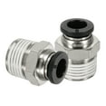 thumbnail image 1 of 2 Pcs NPT Push to Connect Air Fittings, Male Straight 8mm Tube OD x 3/8" NPT Thread Air Quick Connector, Black, 1 of 7