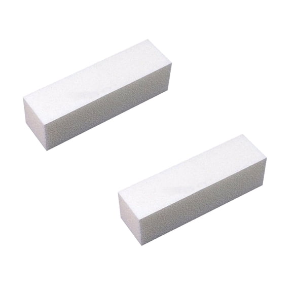 2 Pcs Nail Buffer Blocks Fine Grit Buffing Blocks for Natural Nails Buff Nails Prior to Application of Gel Polish 4 Sided Nail File Sanding Block Buffing Blocks, 3.7x1x1 Inch, White