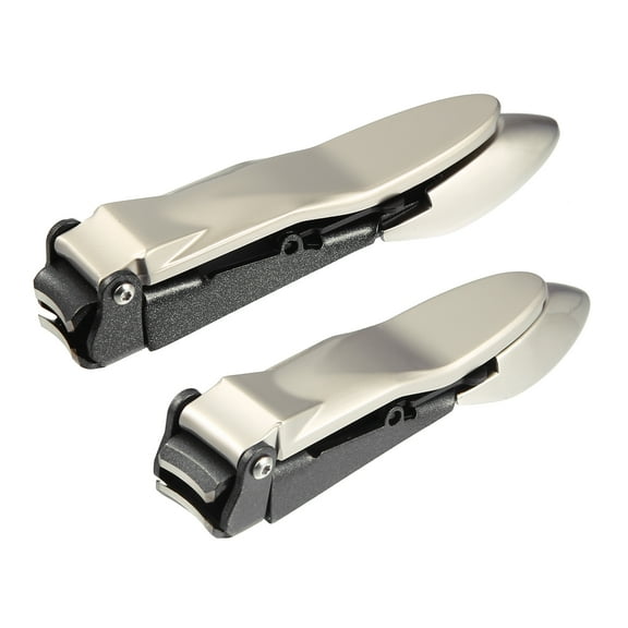 2 Pcs Nail Clippers Portable Nail Clipper Set for Nail Care Stainless Steel Champagne Gold Tone