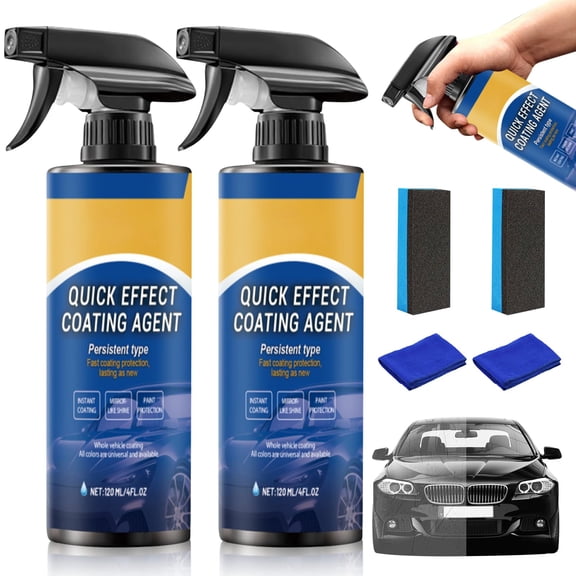 2 Pcs Nano Spray From Germany, Quick Effect Coating Agent, Car Scratch Wax Polish Spray Waterless Wash, Easy To Use
