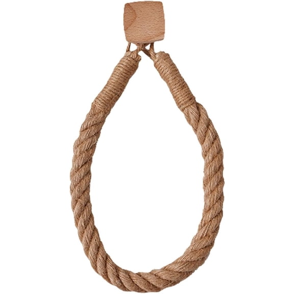 2 Pcs Natural Fiber Rope and Wood Roll Holder NonDrill Design Tissue Storage and Towel Shelf for Rental Homes square