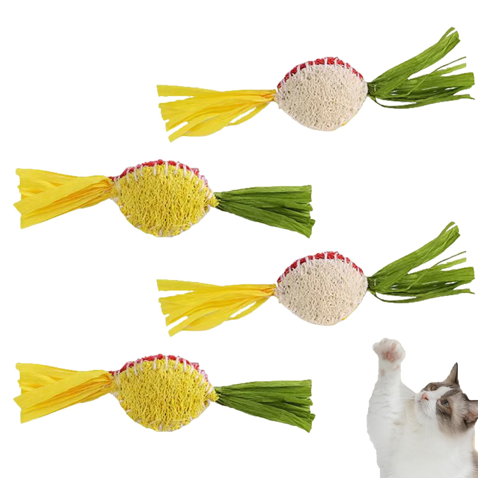 2 Pcs Natural Loofah Cat Toys Teeth Cleaning - Loofah Catnip Chew Sticks, Elastic Bouncing Chew Toy for Cats