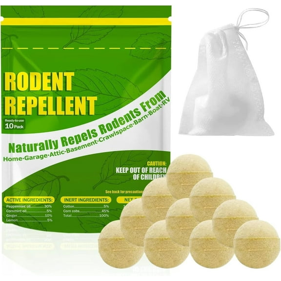 2 Pcs Natural Mouse Repellent, Mice Repellent Indoor and Outdoor, Peppermint Oils Rat Repellent for Repel Rodents Squirrels Ant Spider Mice Rats Other Pests, 10 Pack