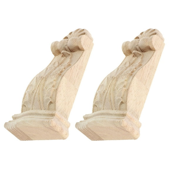 Masteelf European Style Carved Wooden Corbel for Home Decor with Fine Wood Carving and Solid Wood Material Beige Color