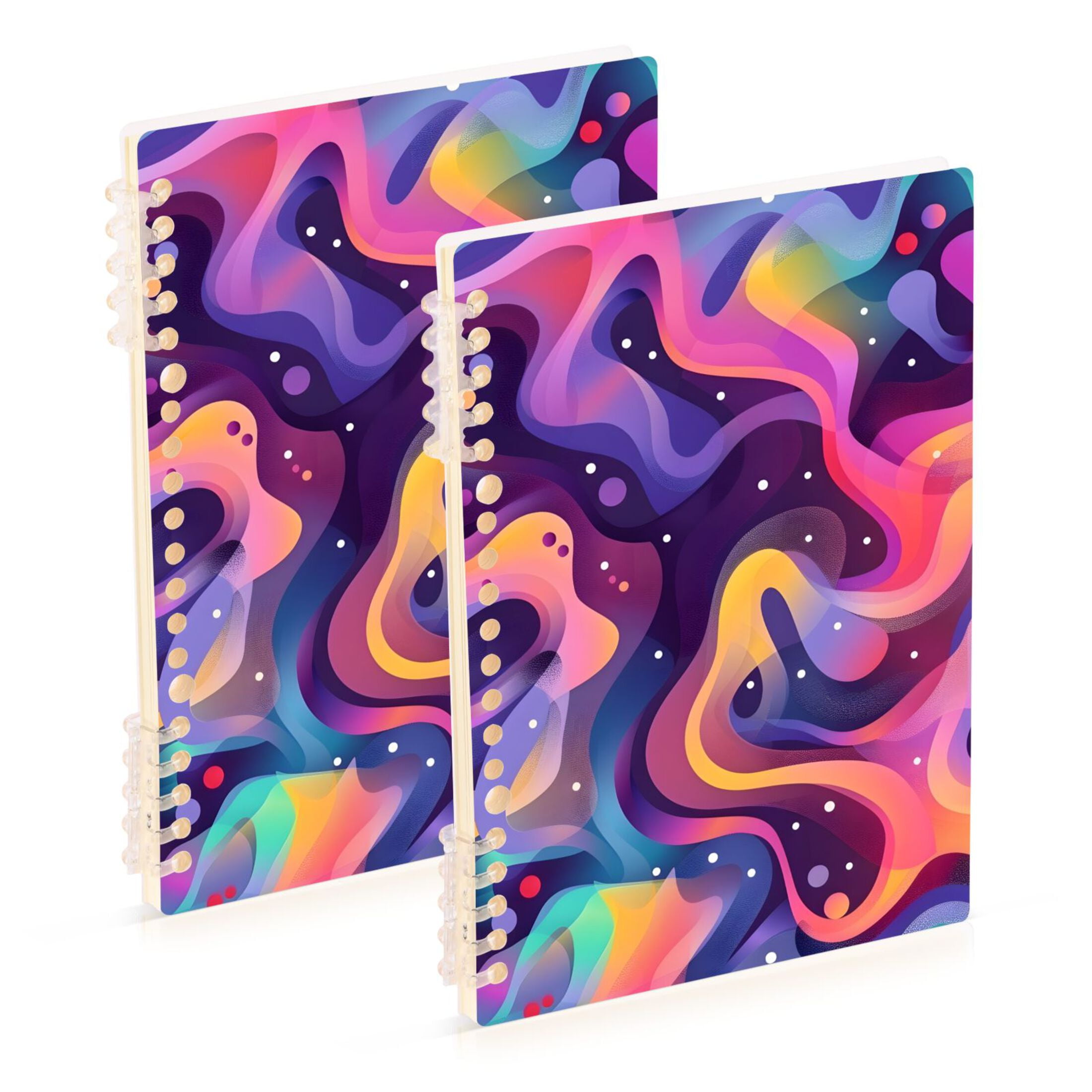 2 Pcs Neon Liquid Wave Spiral Notebooks 60 Sheets 120 Pages A5 Journal ...