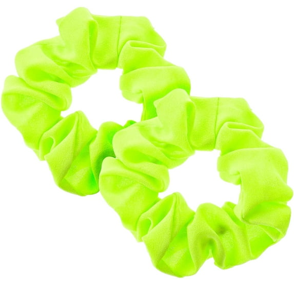 2 Pcs Neon Yellow Scrunchie 80s Neon Scrunchies Solid Neon Hair Accessories Elastic Yellow Scrunchies Large Voile Hair Ties Hair Bands Ponytail Hair Scrunchies for Women Girls