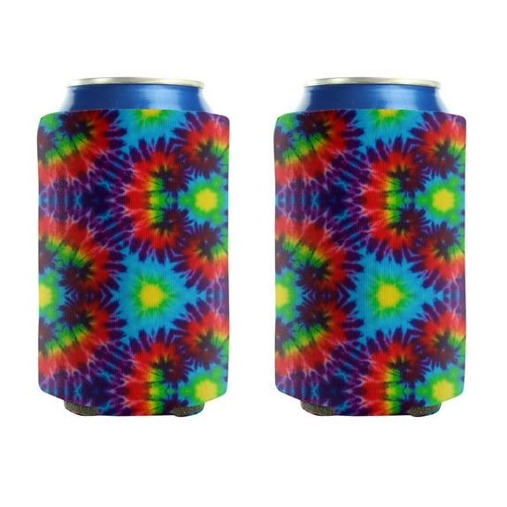 2 Pcs Neoprene Beer Can Cooler Insulated Collapsible Beer Can Sleeve Abstract Colorful Soda Beer Can Covers for Bulk for Soda