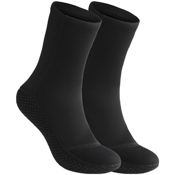 2 Pcs Neoprene Socks, 3mm Diving Socks with Anti-Slip Grip, Thermal Scuba Sock for Men, 3mm Surfing Sock Protective Wetsuit Booties for Snorkeling Swimming Beach Water Sports, Black