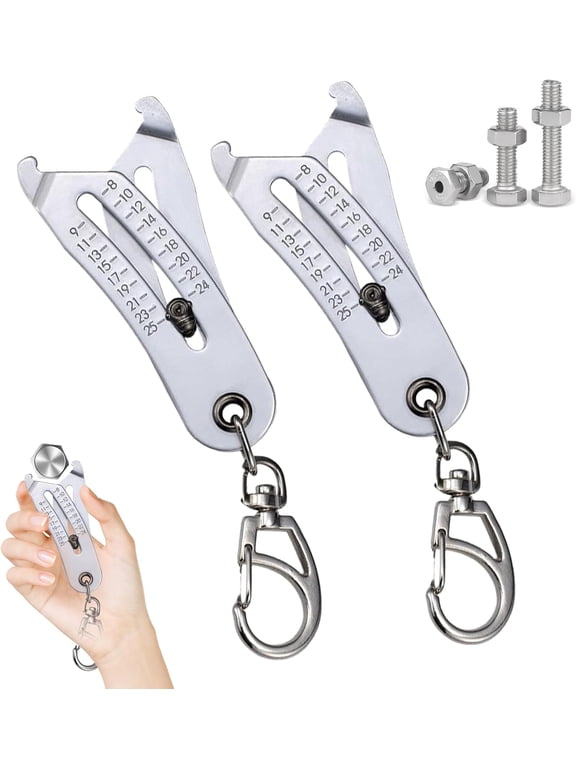2 Pcs New Bolt Size Finder Keychain Portable Precise Thread Size Checker Keychain Upgraded Nut Thread Checker Quick Manual Measurement Identifier Hex Nut Thread Gauge