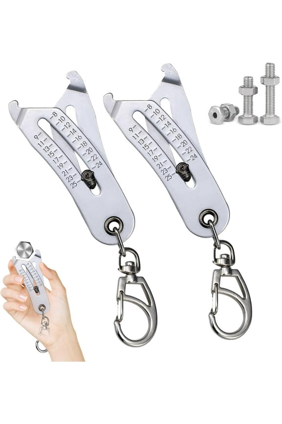 2 Pcs New Bolt Size Finder Keychain Portable Precise Thread Size Checker Keychain Upgraded Nut Thread Checker Quick Manual Measurement Identifier Hex Nut Thread Gauge