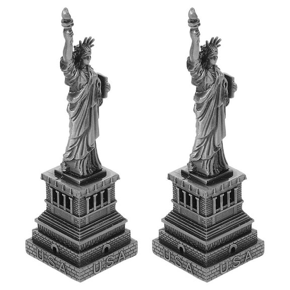 2 Pcs New York Souvenirs Statue of Figurine Decoration Silver