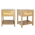 thumbnail image 1 of 2 Pcs Nightstand, Rattan Bedside Table Dresser with 2 Drawers and 2 Open Storage Shelf, Wood End Table Side Table, 1 of 8