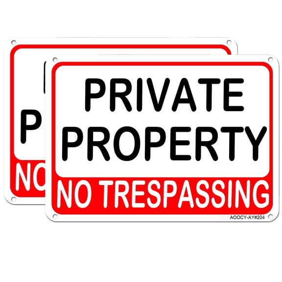 NVAAV 2 Pcs No Trespassing Sign Private Property - Aluminum Rust Free - 7" x 9.8" Outdoor/Yard, Home House Warning Security Alert