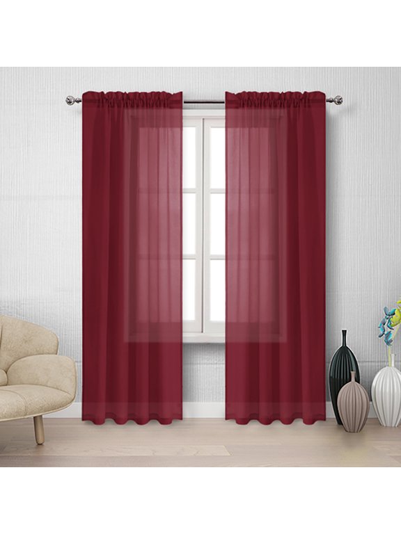 2 Pcs Non-See-Through Privacy Sheer Curtains Kitchen Tulle Curtains Translucidus Modern Home Window Decoration White Sheer Voile Curtains for Living Room 39.4x78.8"
