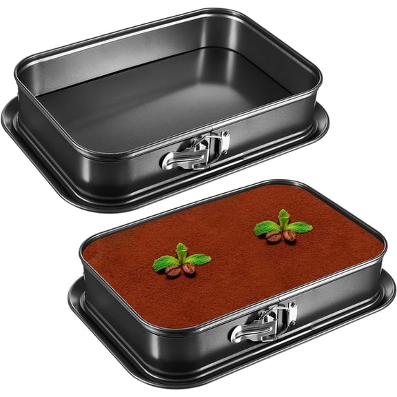 2 Pcs Non Stick Springform Pans Cheesecake Pan Rectangle Springform Pans Square Cake Pan with Removable Bottom for Kitchen Baking Roasting Muffin Bread Cake Brownie Bakeware (13 x 9 x 3 in)