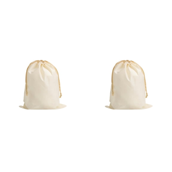 2 Pcs Non-Woven Drawstring Storage Bag, 15.7 x 19.7 in Reusable Laundry Sack and Clothes Organizer for Travel, Dorm, Closet, Shoes, Toys, Towels, Home Storage, Beige