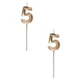 thumbnail image 1 of 2 Pcs Numeral Birthday Candles Birthday Candles Gold Birthday Cake Candles Number Candles Cake Topper Decoration for Cake Decoration Birthday Parties Wedding Anniversary Celebrations, 6.3", Gold 5, 1 of 5