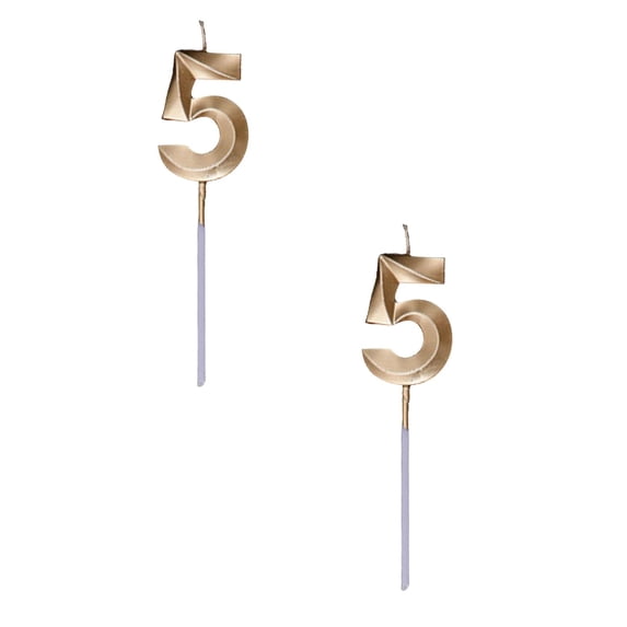 2 Pcs Numeral Birthday Candles Birthday Candles Gold Birthday Cake Candles Number Candles Cake Topper Decoration for Cake Decoration Birthday Parties Wedding Anniversary Celebrations, 6.3", Gold 5