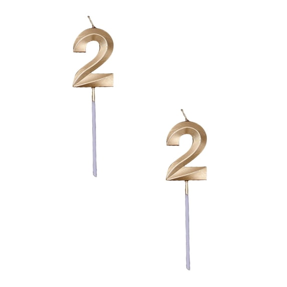 2 Pcs Numeral Birthday Candles Birthday Candles Gold Birthday Cake Candles Number Candles Cake Topper Decoration for Cake Decoration Birthday Parties Wedding Anniversary Celebrations, 6.3", Gold 2