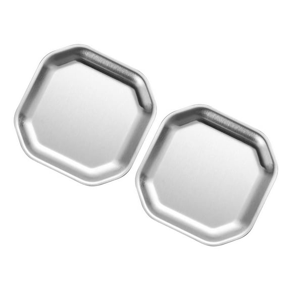 TABLZONE Silver Stainless Snack Plates Octagonal for Home Appetizers 2Pcs