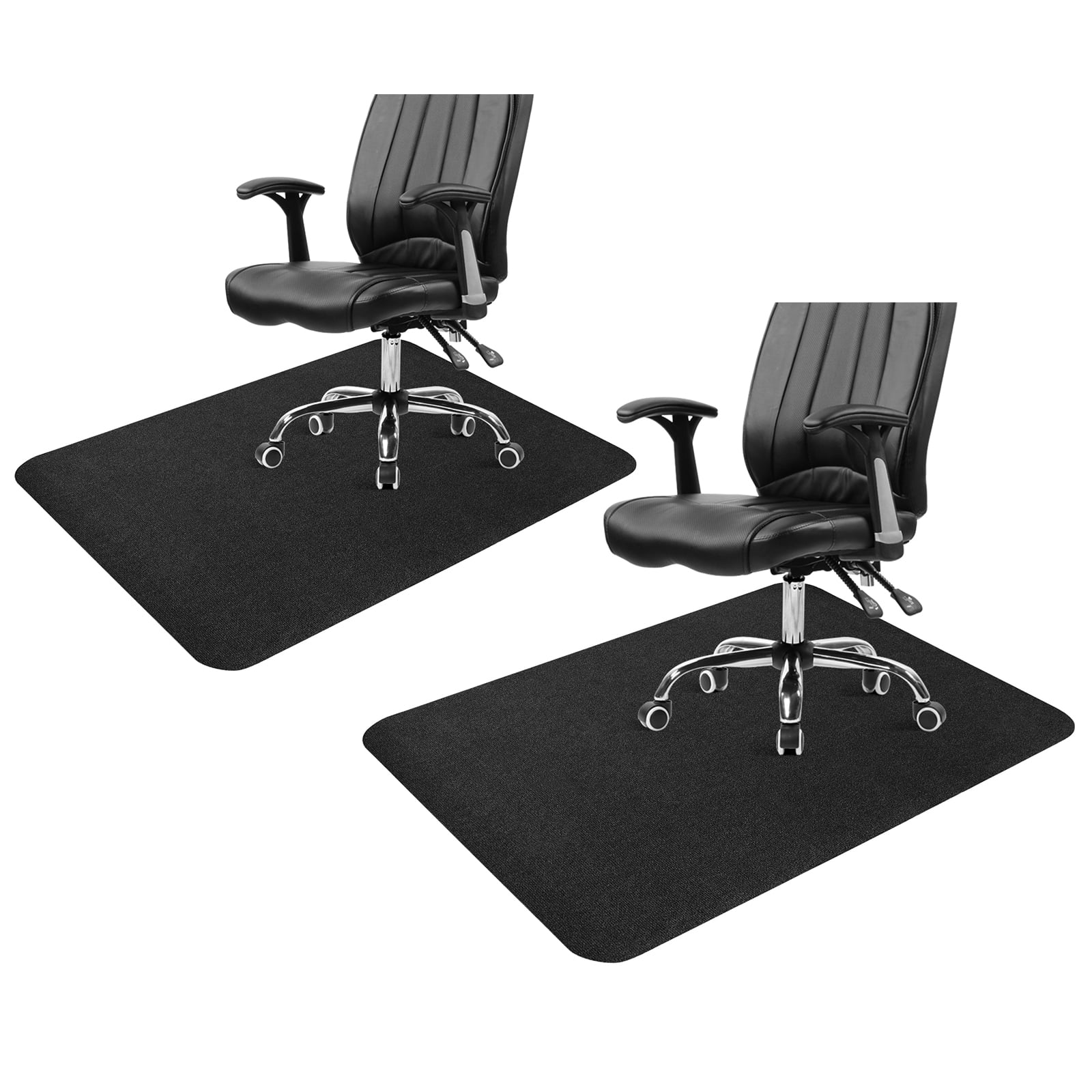 Black Non-Slip Office Chair Mat Set for Hard Floors