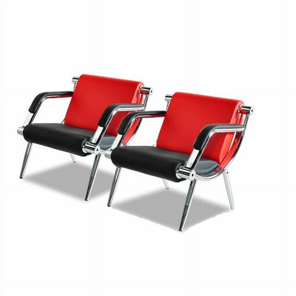 2 Pcs Office Reception Waiting Chair with PU Leather Visitor Guest Sofa Seat Red