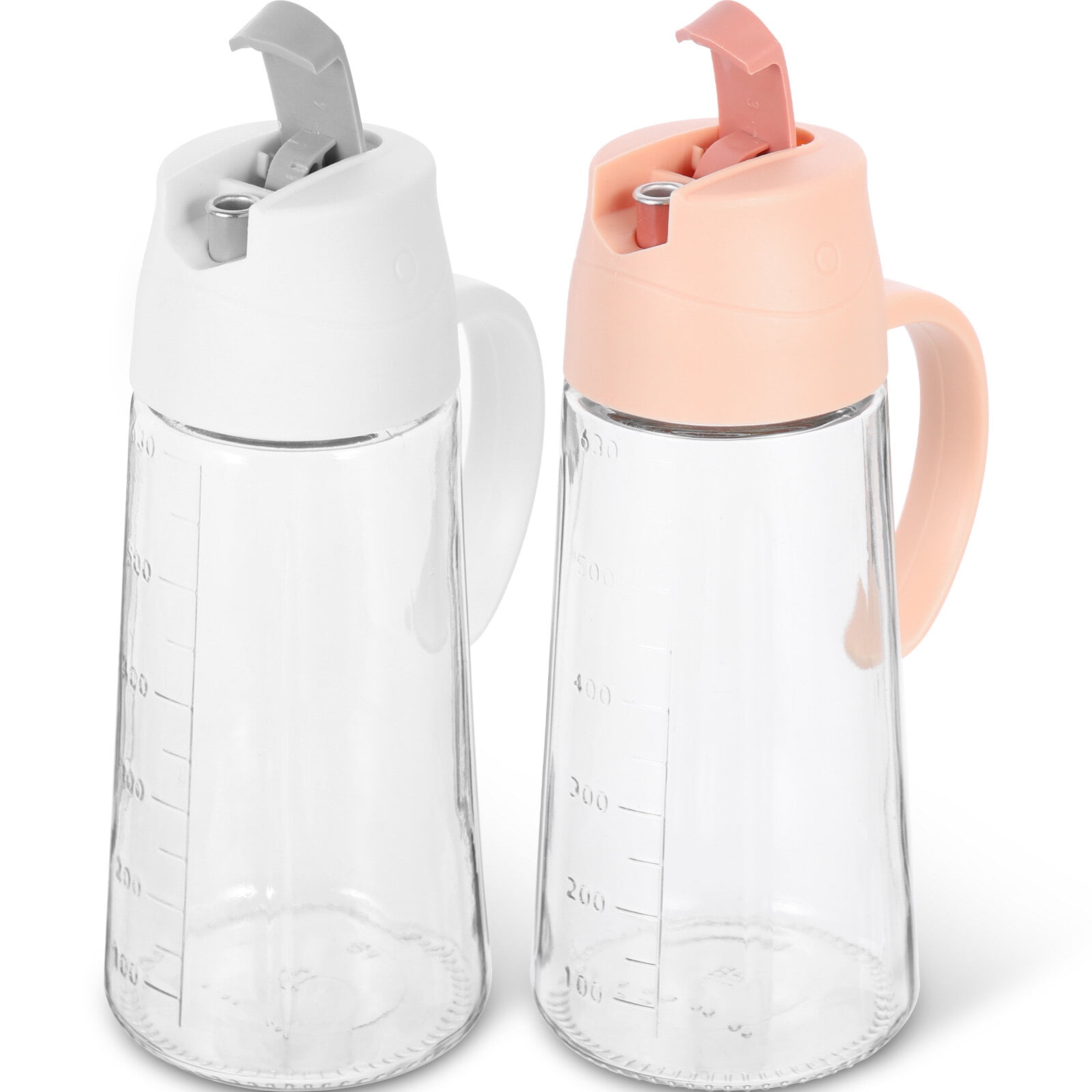 2 Pcs Oil Can Clear Glass Pot Vinegar Holder Container Dispenser Cruet