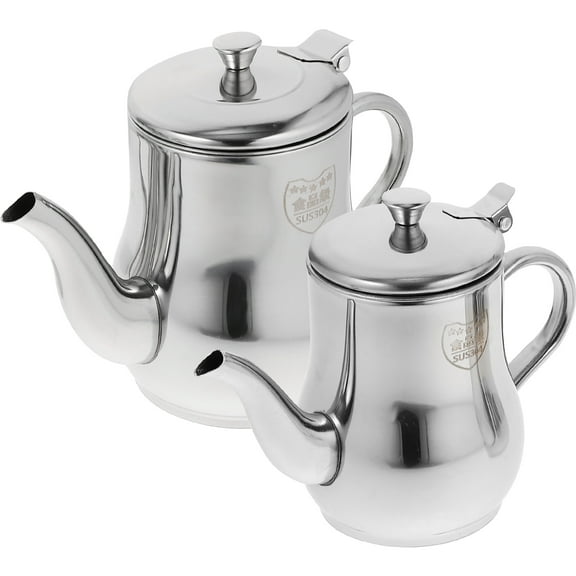 RENACLIPY Silver Oil Pot with Strainer Large Capacity Kitchen Storage 2Pcs