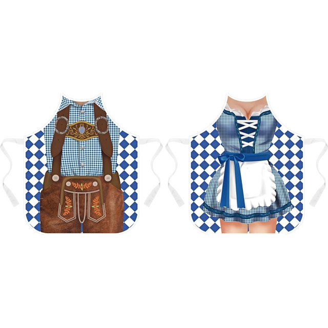 2 Pcs Oktoberfest Mardi Gras Apron Couples Cooking Aprons German Party