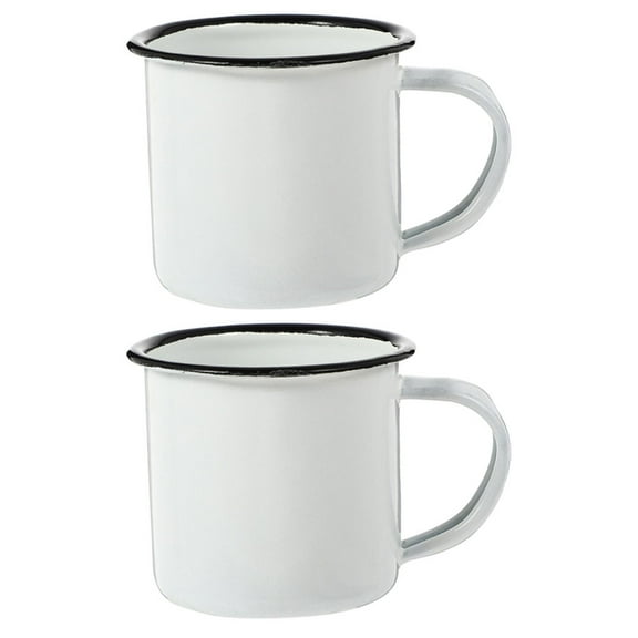 2 Pcs Old Retro Drinking Glass Camping Coffee Mugs Enamel Handheld Water Cups Travel Winter Glasses Toddler