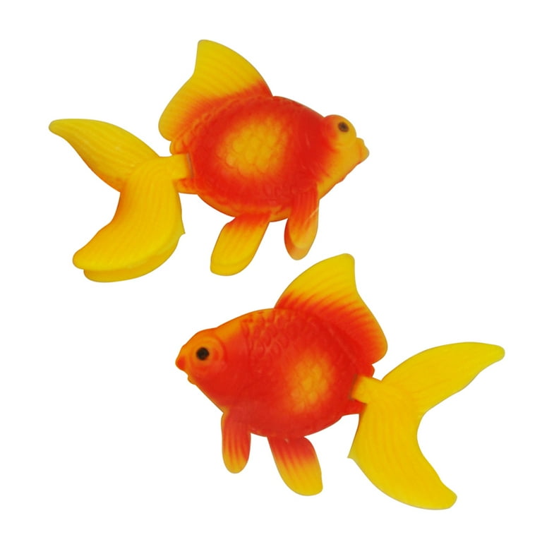 2 Pcs Orange Red Plastic Faux Fantail Goldfish for Aquarium Decoration 