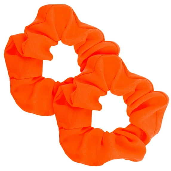 2 Pcs Orange Scrunchie 80s Neon Scrunchies Solid Neon Hair Accessories Elastic Neon Orange Scrunchies Large Voile Hair Ties Hair Bands Ponytail Hair Scrunchies for Women Girls