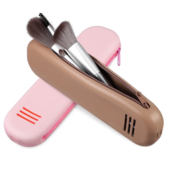 2 Pcs Silicone Zipper Makeup Brush Bag Multi Functional Storage Organizer Travel
