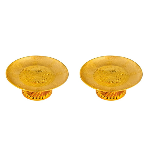 2 Pcs Organizer Sacrificial Offering Fruit Plate Temple Tray Classic Buddha