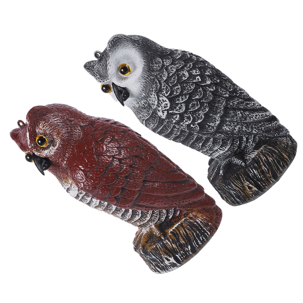 2 Pcs Ornament Office Decore Garden Owl Figurines Vivid Owl Statue ...