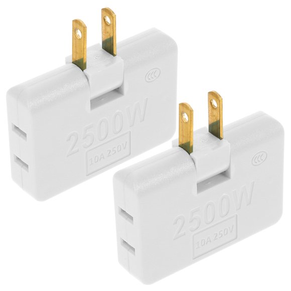 2 Pcs Outdoor Receptacle 3 Plug Outlet Adapter Thin Outlet Extender Flat Wall Plug Outlet Multi Plug Wireless White Copper
