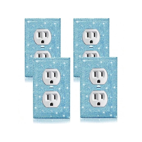 2 Pcs Outlet Covers Shiny Silver Rhinestones Wall Plate 1 Gang Toggle Light Switch Cover Decorative Durable Switch Covers