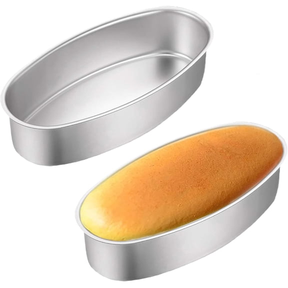 2 Pcs Oval Cheesecake Pan:8 Inch Aluminum Bread Loaf Pan,Non-stick Bread Baking Pan Bakeware,Homemade Cake Mold for Oven and Instant Pot Baking
