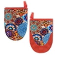 thumbnail image 1 of 2 Pcs Oven Mitts Non-Slip Cotton Mitts Set for Kitchen Baking Cooking,Intricate Floral Mandala Pattern, 1 of 7