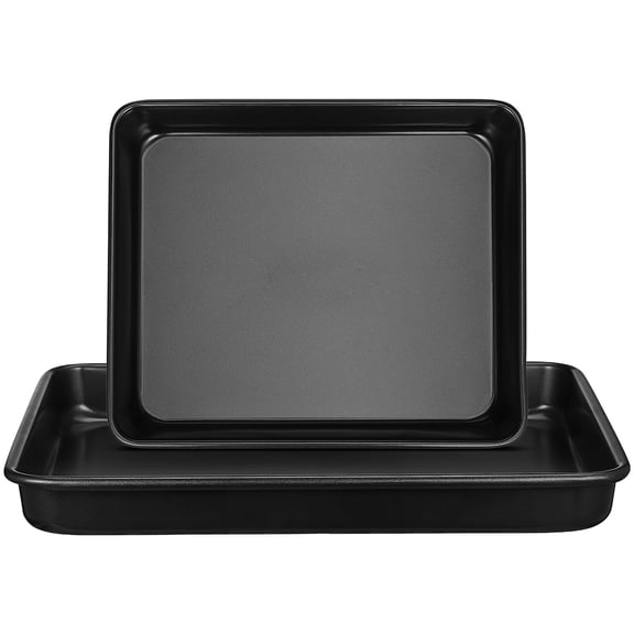 FOMIYES 2Pcs Stainless Steel Oven Trays Black Non Stick Baking Sheets for Baking and Cooking Use