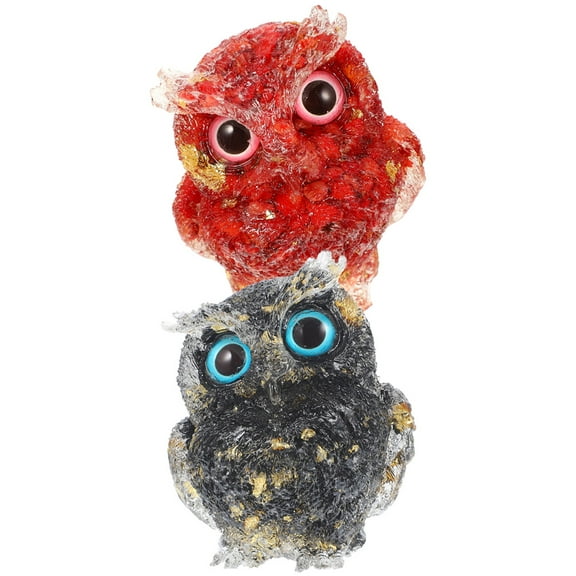 2 Pcs Owl Ornament Animal Mini Crystals Owl Sculpture Kawii Cute Crystals Decor Crystal Owl Figurine