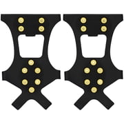 2 Pcs PE & Metal Ice Cleats for Shoes, L US 8.5-12 / EU 42-46 10-Spike Non-Slip Hiking Grip for Snow Paths, Mountaineering Traction Crampons, Outdoor Winter Walking Spikes