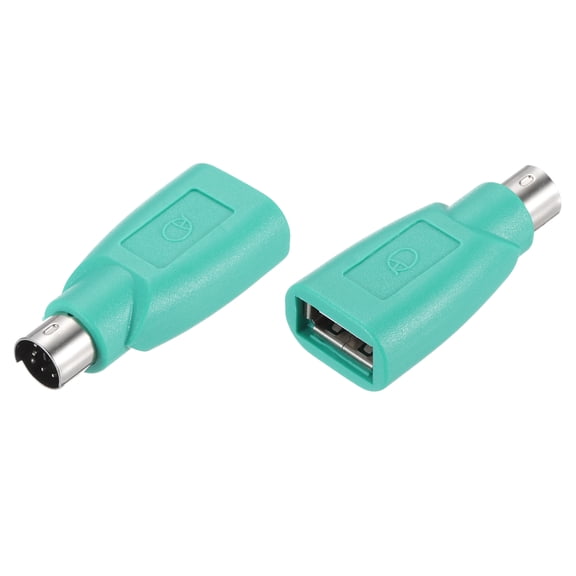 2 Pcs PS/2 to USB Port, PS/2 to USB Adapter PS/2 Female to USB Male Adapter for Wired Mouse Keyboard Desktop PC Laptop Notebook, Green