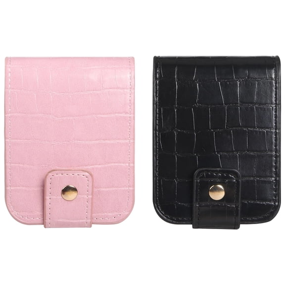 2 Pack Lipstick Organizer with Mirror,PU Leather Crocodile Pattern Travel Lipstick Case,Vertical Makeup Bag for Purse
