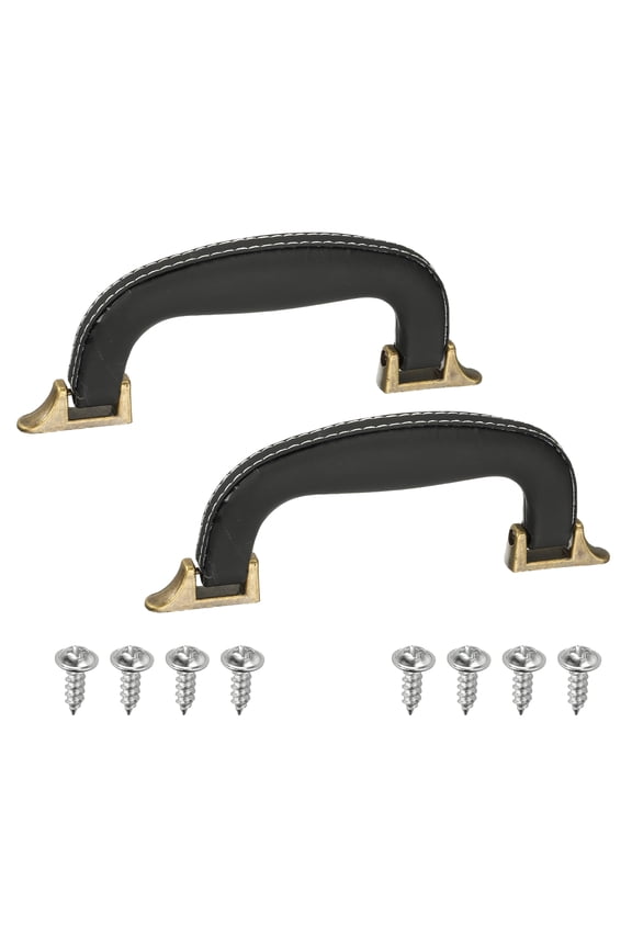 Leather Luggage Handle, Replacement Strap Handle for Handbag Black, Bronze 2 Count